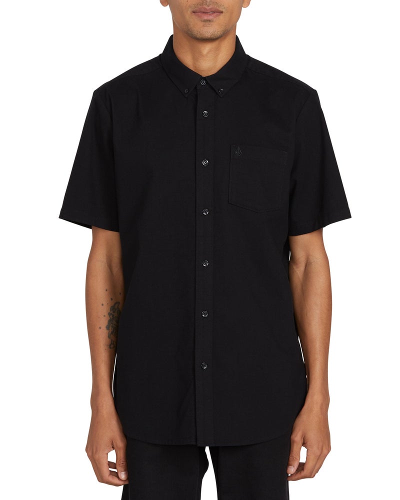 Volcom mens Volcom Men's Everett Oxford Modern Fit Short Sleeve Button Down Shirt, New Black, Large US - Image 1
